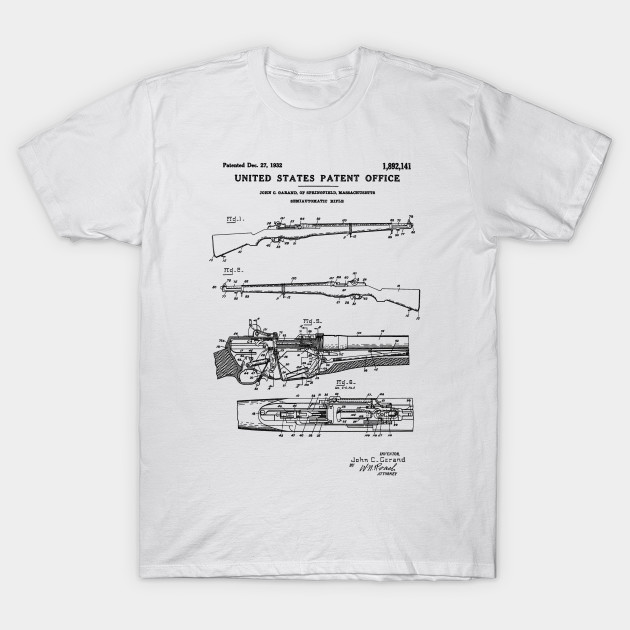 M1 Garand Rifle Patent Black Rifle TShirt TeePublic